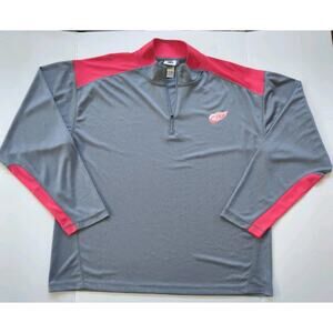 Detroit Red Wings Quarter Zip Pullover 2XL Red and Grey NHL Licensed Rarely Worn